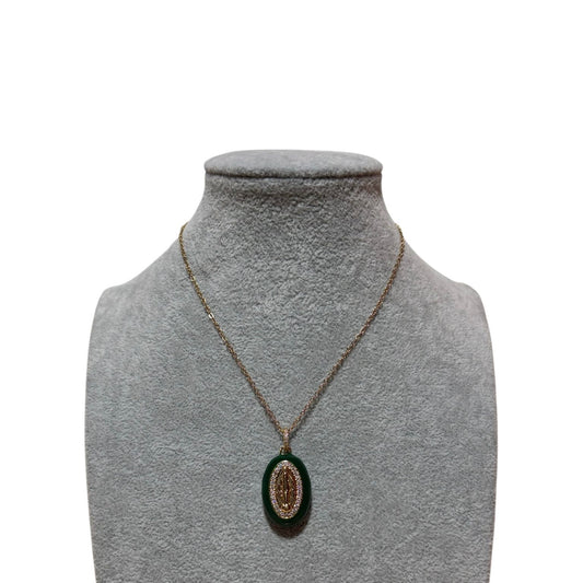 Collana madonna smaltata verde