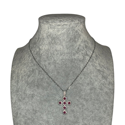 Collana croce ice magenta