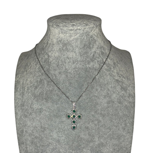 Collana croce ice verde